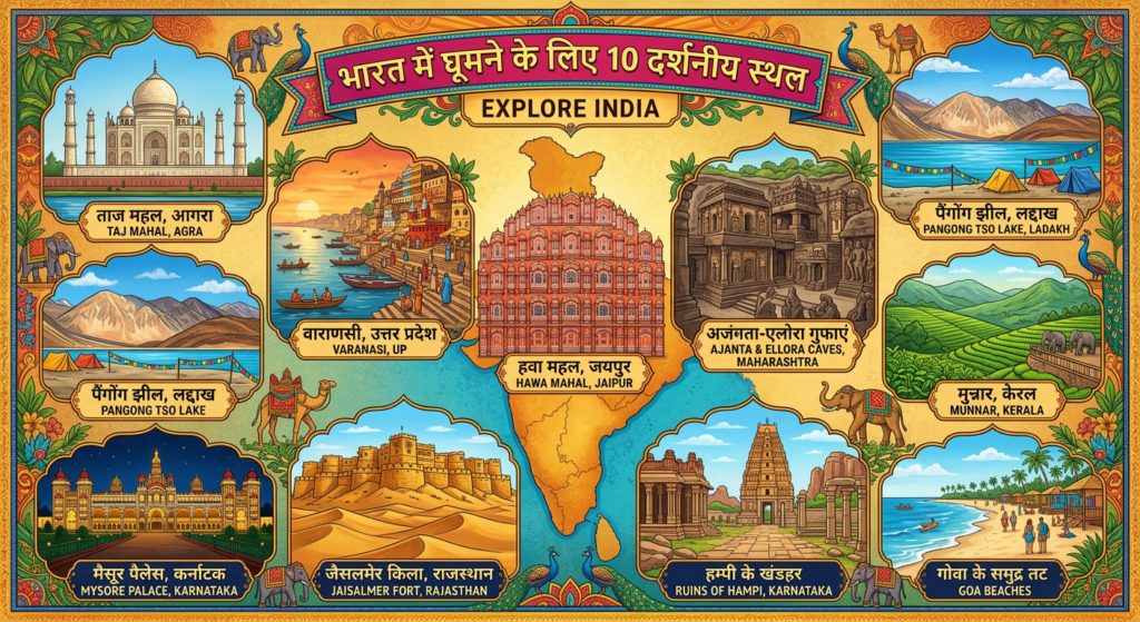 भारत में घूमने के लिए 10 दर्शनीय स्थल