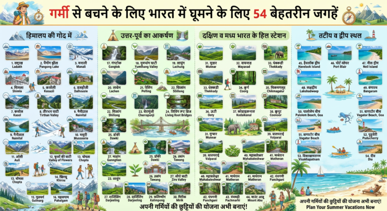 गर्मी से बचने के लिए भारत में घूमने की 54 बेहतरीन जगहें